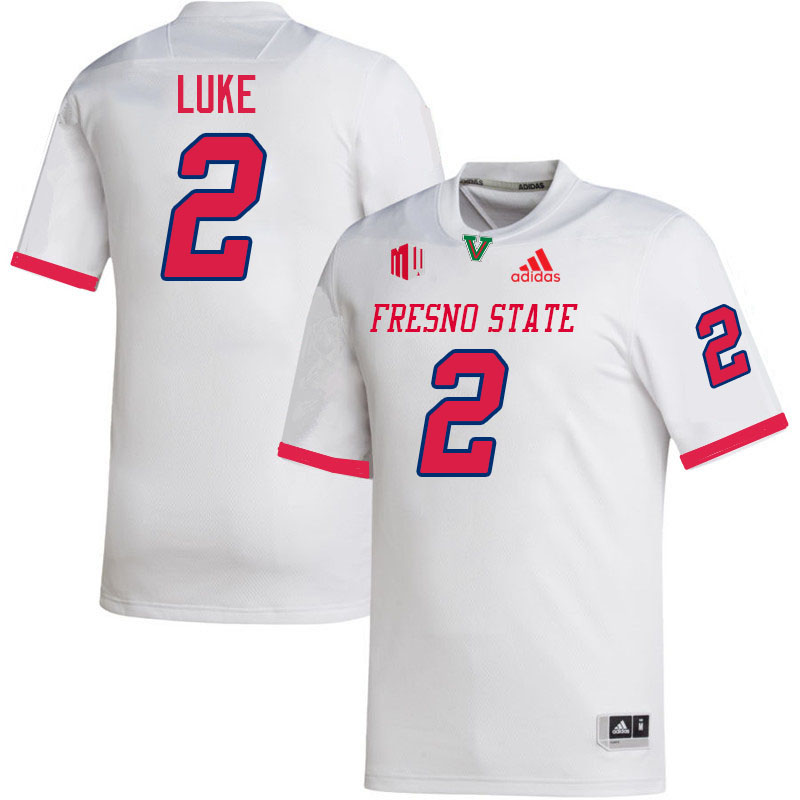 Fresno State Bulldogs #2 Rayshon Luke College Football Jerseys Stitched-White
